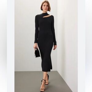 Eudon Choi Shoulder Cut Out Ribbed Knit MIDI Dress XL